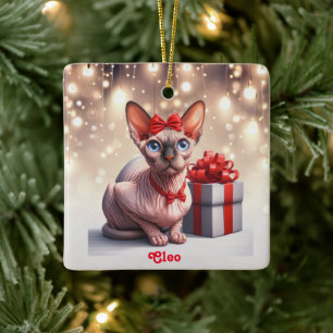 Sphynx Cat Christmas Keramikornament