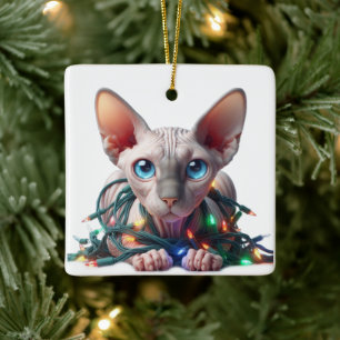 Sphynx Cat Christmas Keramikornament