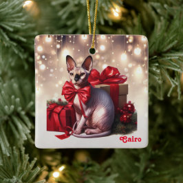 Sphynx Cat Christmas Keramikornament