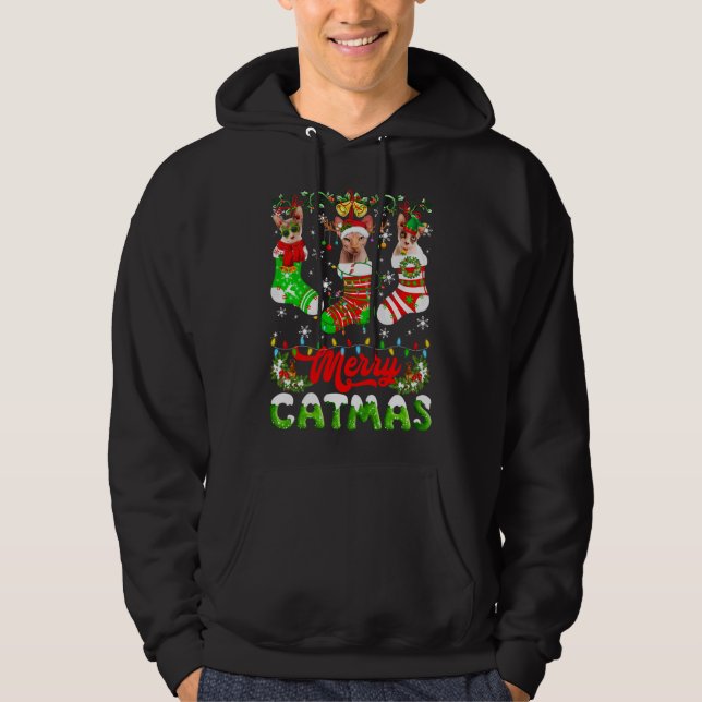 Sphynx Cat Christmas Weihnachtsmannmütze Scarf Nie Hoodie (Vorderseite)