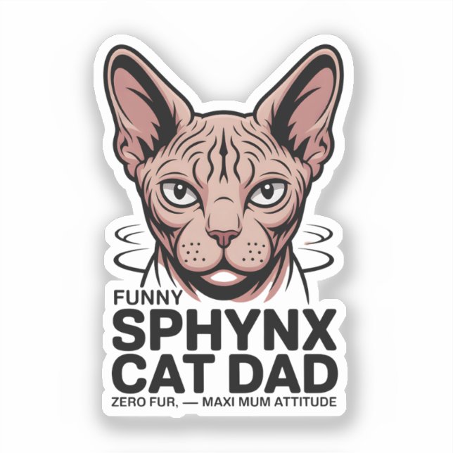Sphynx Cat Dad Funny Vector Art Aufkleber (Vorderseite)