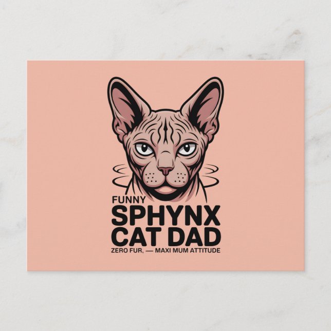 Sphynx Cat Dad Funny Vector Art Postkarte (Vorderseite)