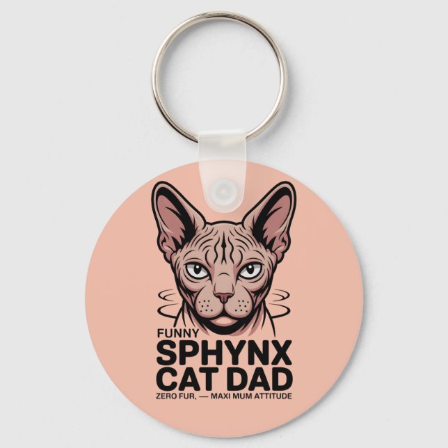 Sphynx Cat Dad Funny Vector Art Schlüsselanhänger (Rückseite)