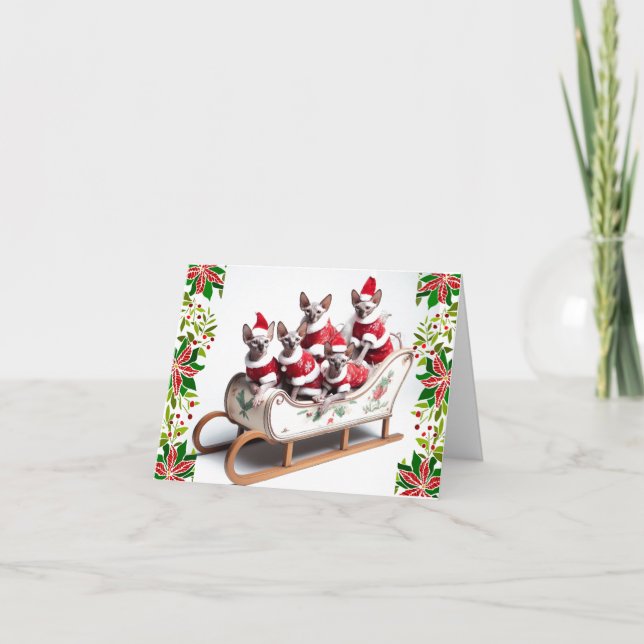 Sphynx Cat Family Christmas Card Karte (Vorderseite)