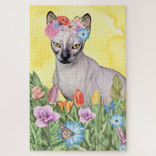 Sphynx Cat Flowers Puzzle