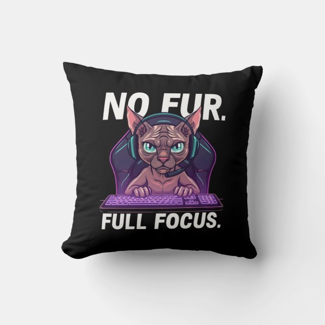 Sphynx-Cat-Gamer Full-Focus-Neon-Kunst Kissen (Vorderseite)