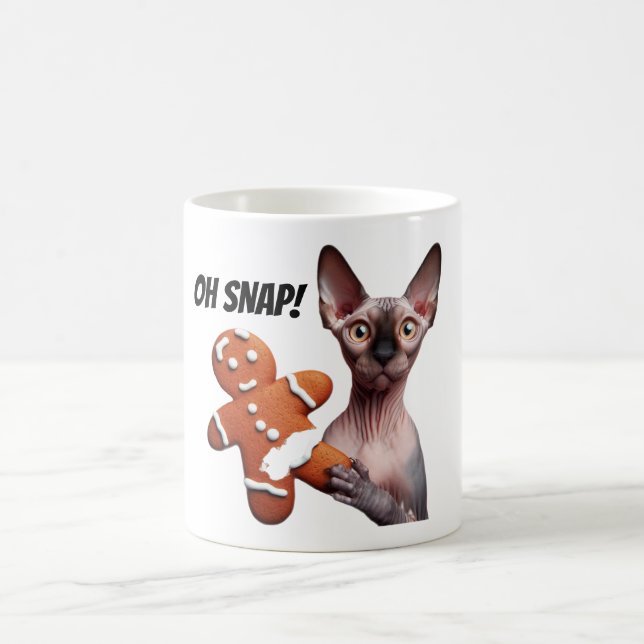 Sphynx Cat Gingerbrei Cookie Oh Snap Funny Funny Kaffeetasse (Mittel)