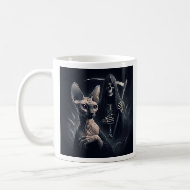 Sphynx Cat Grim Reaper  Kaffeetasse (Links)