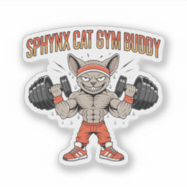 Sphynx Cat Gym Buddy Cartoon Fitness Art Aufkleber