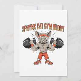 Sphynx Cat Gym Buddy Cartoon Fitness Art Feiertagskarte