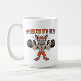 Sphynx Cat Gym Buddy Cartoon Fitness Art Kaffeetasse