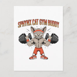 Sphynx Cat Gym Buddy Cartoon Fitness Art Postkarte