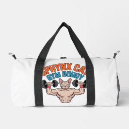Sphynx Cat Gym Buddy Muscular Cartoon Art Duffle Bag