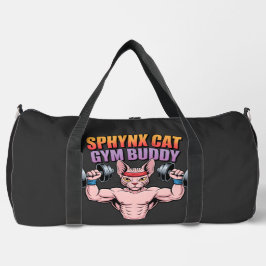 Sphynx Cat Gym Buddy Muscular Cartoon Duffle Bag