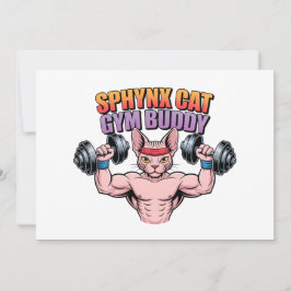 Sphynx Cat Gym Buddy Muscular Cartoon Feiertagskarte