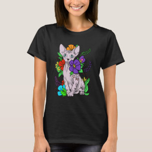Sphynx Cat Haairless Kitten Blume T-Shirt