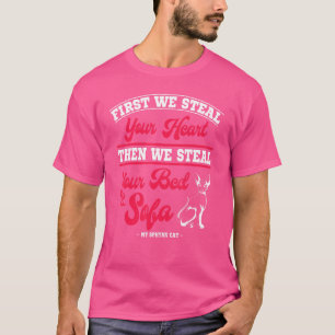Sphynx Cat Hairless Steart Heart Bed Sofa Eigentüm T-Shirt
