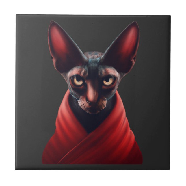 Sphynx Cat- Half Cat, Halb Teufel, Master Sphynx # Fliese (Vorderseite)