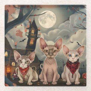 Sphynx Cat Halloween Spooky Glasuntersetzer