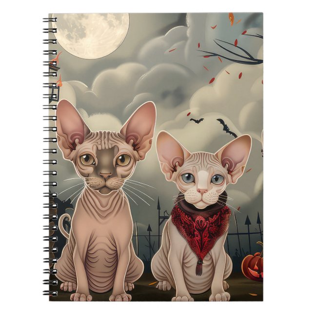 Sphynx Cat Halloween Spooky Notizblock (Vorderseite)