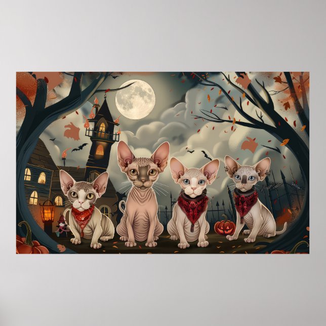 Sphynx Cat Halloween Spooky Poster (Vorne)