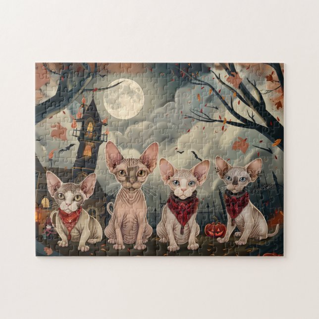 Sphynx Cat Halloween Spooky Puzzle (Horizontal)