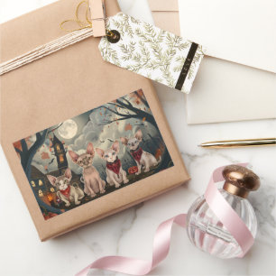 Sphynx Cat Halloween Spooky Rechteckiger Aufkleber