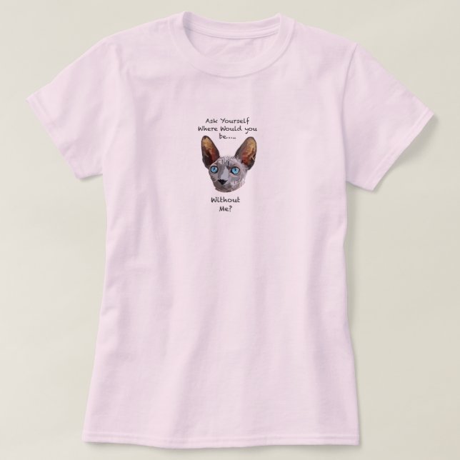 Sphynx Cat Hand Drawing Digitale Kunst T-Shirt (Design vorne)