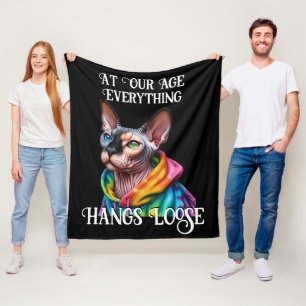 Sphynx Cat Hangs Loose Retro Geburtstag Fleecedecke