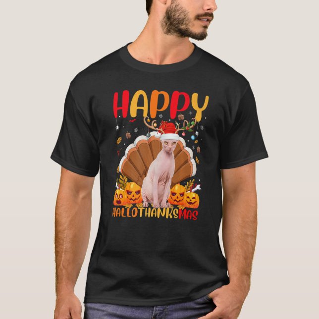 Sphynx Cat Happy Sphynx Cat Hellothanksmas T-Shirt (Vorderseite)