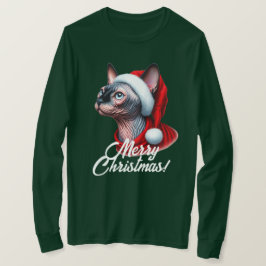 Sphynx Cat in der Weihnachtsmannmütze Weihnachten T-Shirt