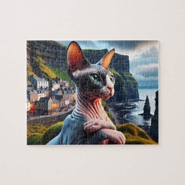 Sphynx Cat Jigsaw Puzzle Cliffs of Moher Ireland (Horizontal)