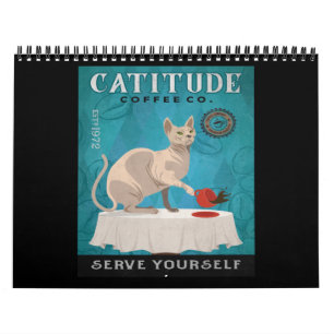 Sphynx Cat Kaffee Funny Catitude Servieren Sie sic Kalender