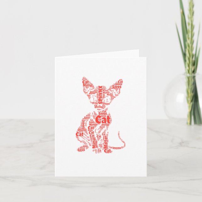 Sphynx Cat lebt Word Cloud Silhouette Sticker Karte (Vorderseite)