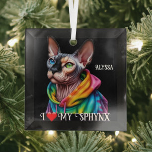 Sphynx Cat Liebe Black Ornament Aus Glas