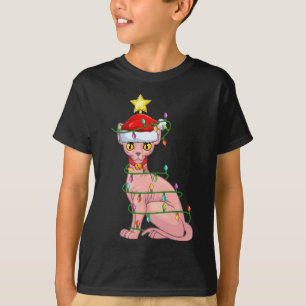 Sphynx Cat Lighting Xmas Tree Matching Sphynx Cat T-Shirt
