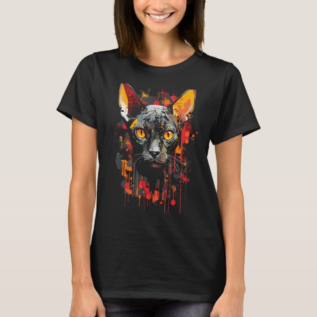 Sphynx Cat Lover Eigentümer Dark Goth Death Metal  T-Shirt (Vorderseite)