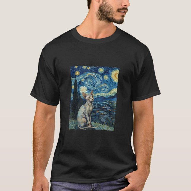 Sphynx Cat Malerei Art Starry Night Van Gogh Tank (Vorderseite)
