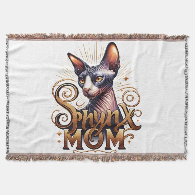 Sphynx Cat Mama Crazy Cat Lady Throw Blanket Decke (Vorderseite)