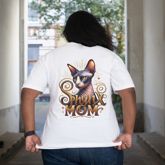 Sphynx Cat Mama Frauen Mode Weiß Große Größe T-Shirt (Plus Size Sphynx Cat Mom Women's White T-shirt Back)