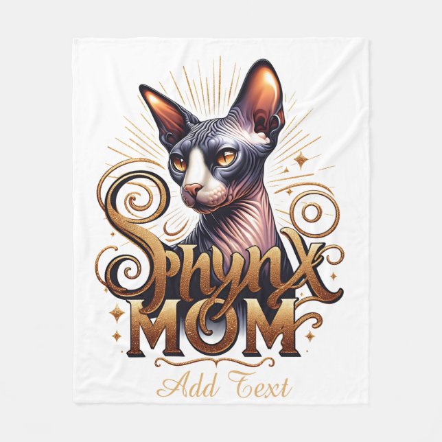 Sphynx Cat Mama Throw Fleece Blanket Crazy Cat Lad (Vorderseite)