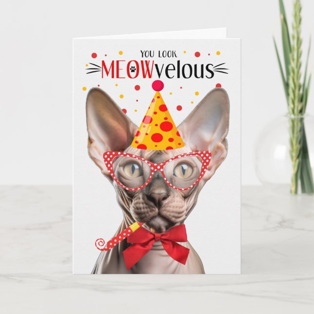 Sphynx Cat MEOWvelous Birthday Karte (Vorderseite)