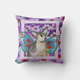 Sphynx Cat Ninja Fairy Lila Blume Kissen