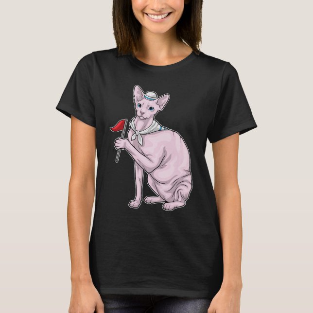 Sphynx Cat Sailor Flag T-Shirt (Vorderseite)