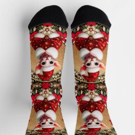 Sphynx Cat Santa Elf Xmas Crew Socken