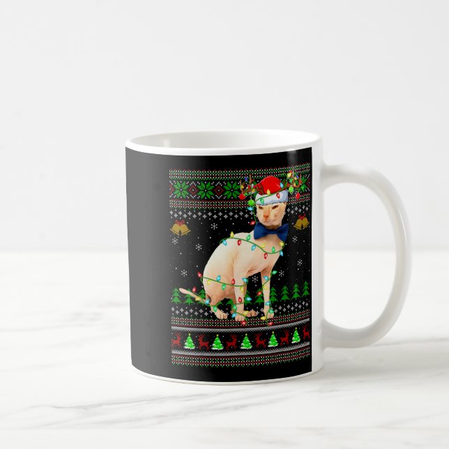 Sphynx Cat Ugly Christmas Sweaters Holiday Santa C Kaffeetasse (Rechts)