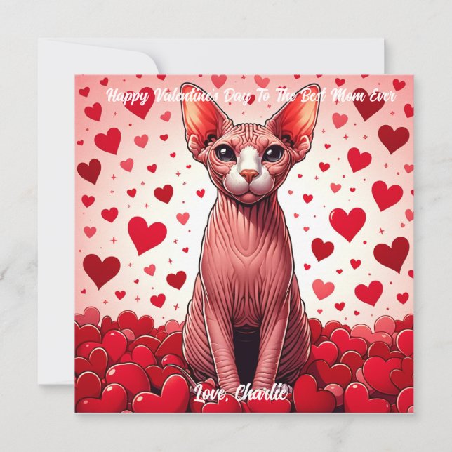 Sphynx Cat Valentine Day Purrus Feiertagskarte (Vorderseite)