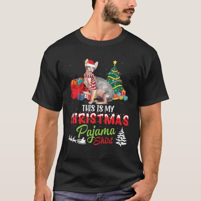 Sphynx Cat Weihnachten Kostüme präsentiert dies is T-Shirt (Vorderseite)