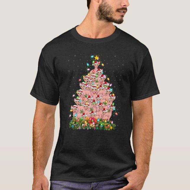Sphynx Cat  Xmas Lights Santa Sphynx Cat Christmas T-Shirt (Vorderseite)