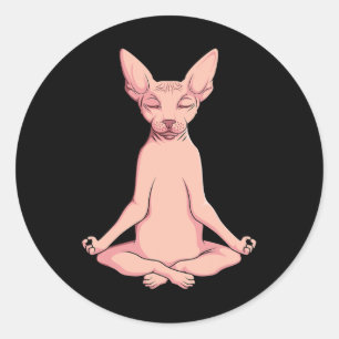 Sphynx Cat Yoga Meditation Züchter Frischtier Runder Aufkleber